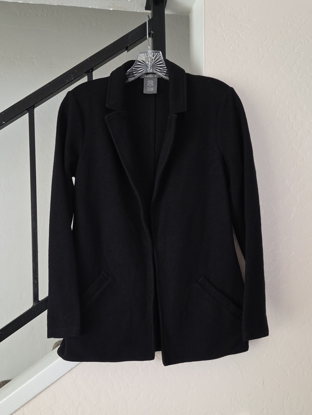 Black Women’s Open-Front Coat Jacket By Matty M size S